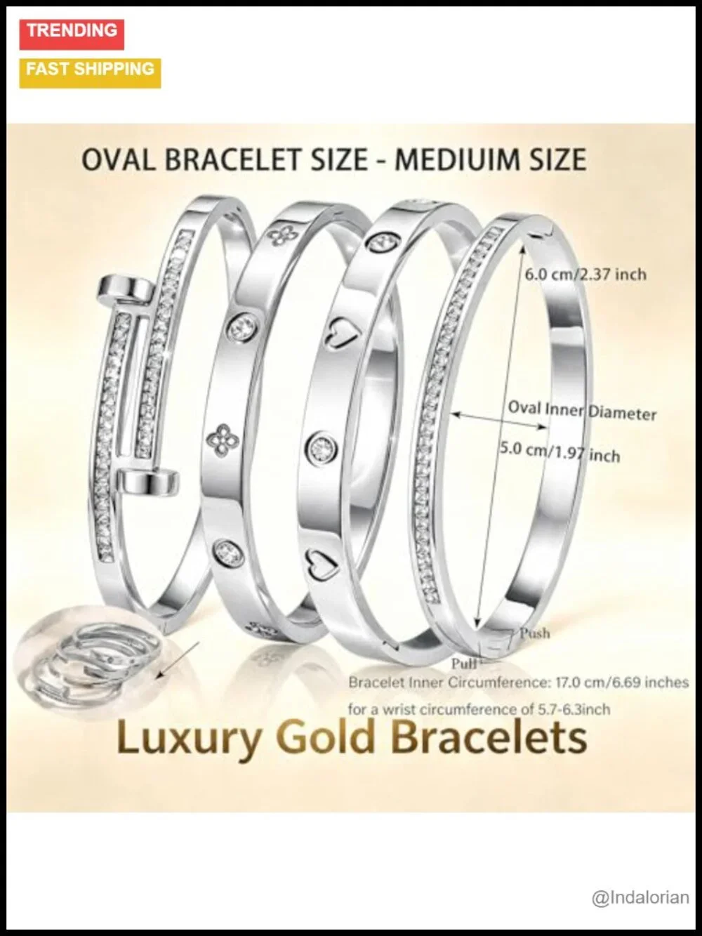 18K Gold Plated Stainless Steel Bangle Bracelet Set for Women Stackable